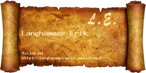Langhammer Erik névjegykártya